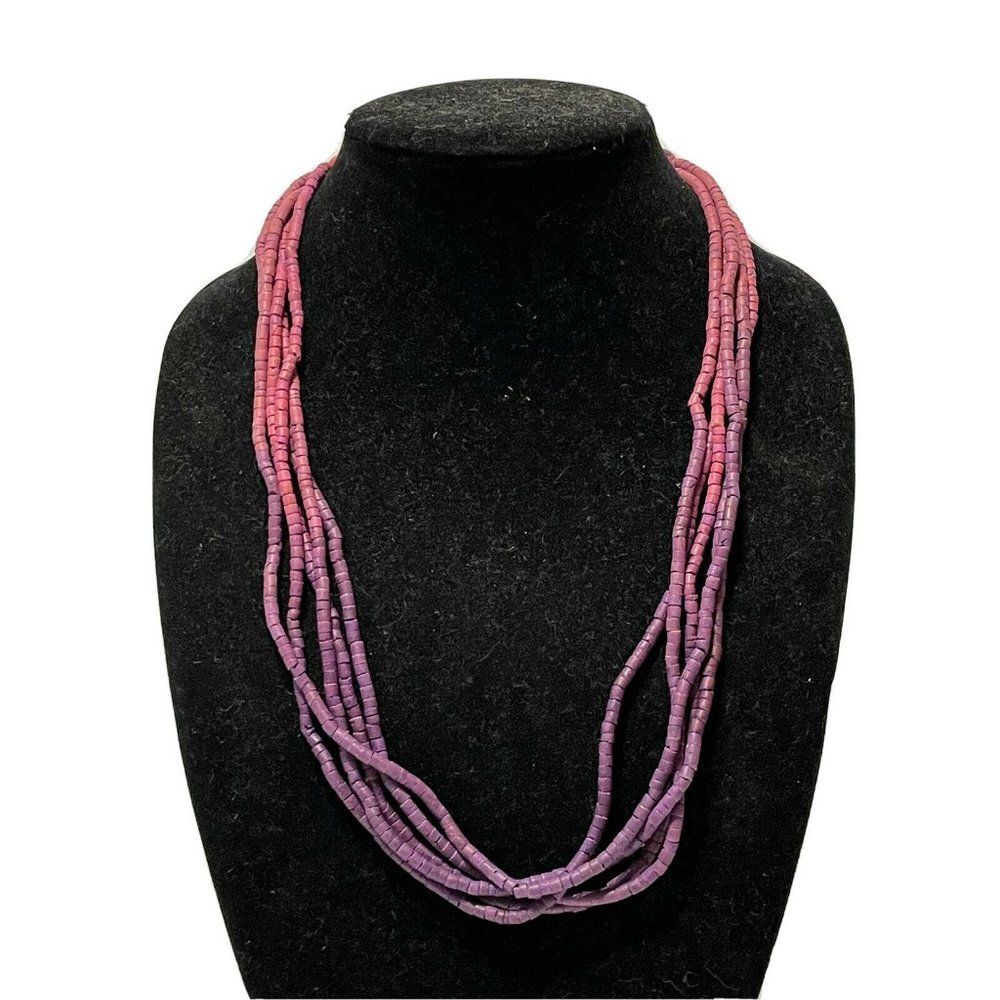 26” disney ombre multi strand boho Wood Beaded  necklace button clasp